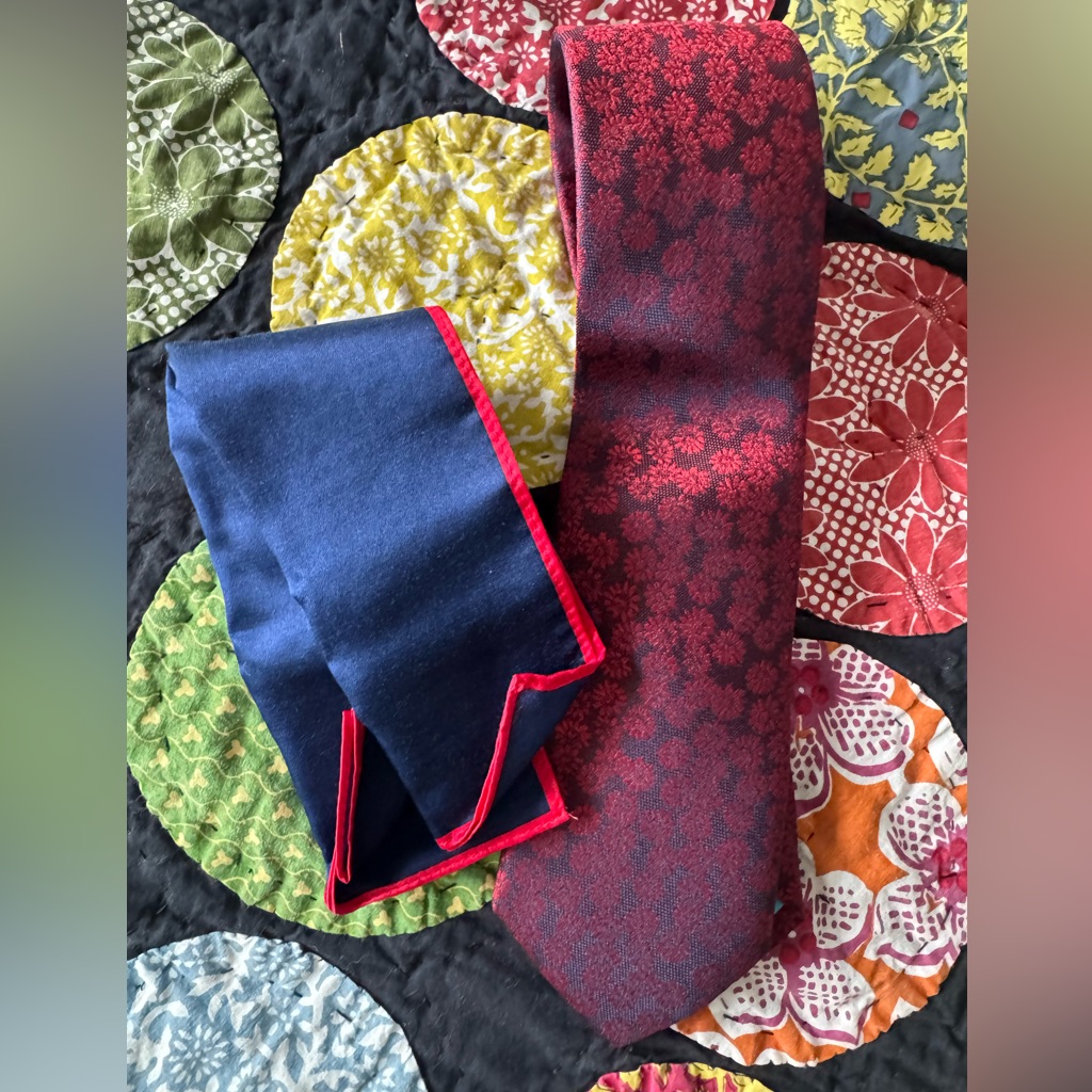 Nwt Ted Baker Navy Blue Red Silk Tie Pocket Square Gift Set Printed